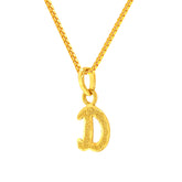 22K Gold Dual Finish "D" Initial Pendant